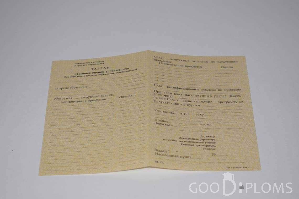 Приложение к Аттестату За 10 Класс период выдачи 1990-1993 -  Минск